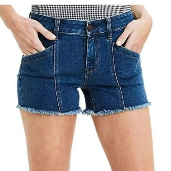 American Eagle AEO Dark Blue Wash Midi Shorts 6 - Picture 1 of 4